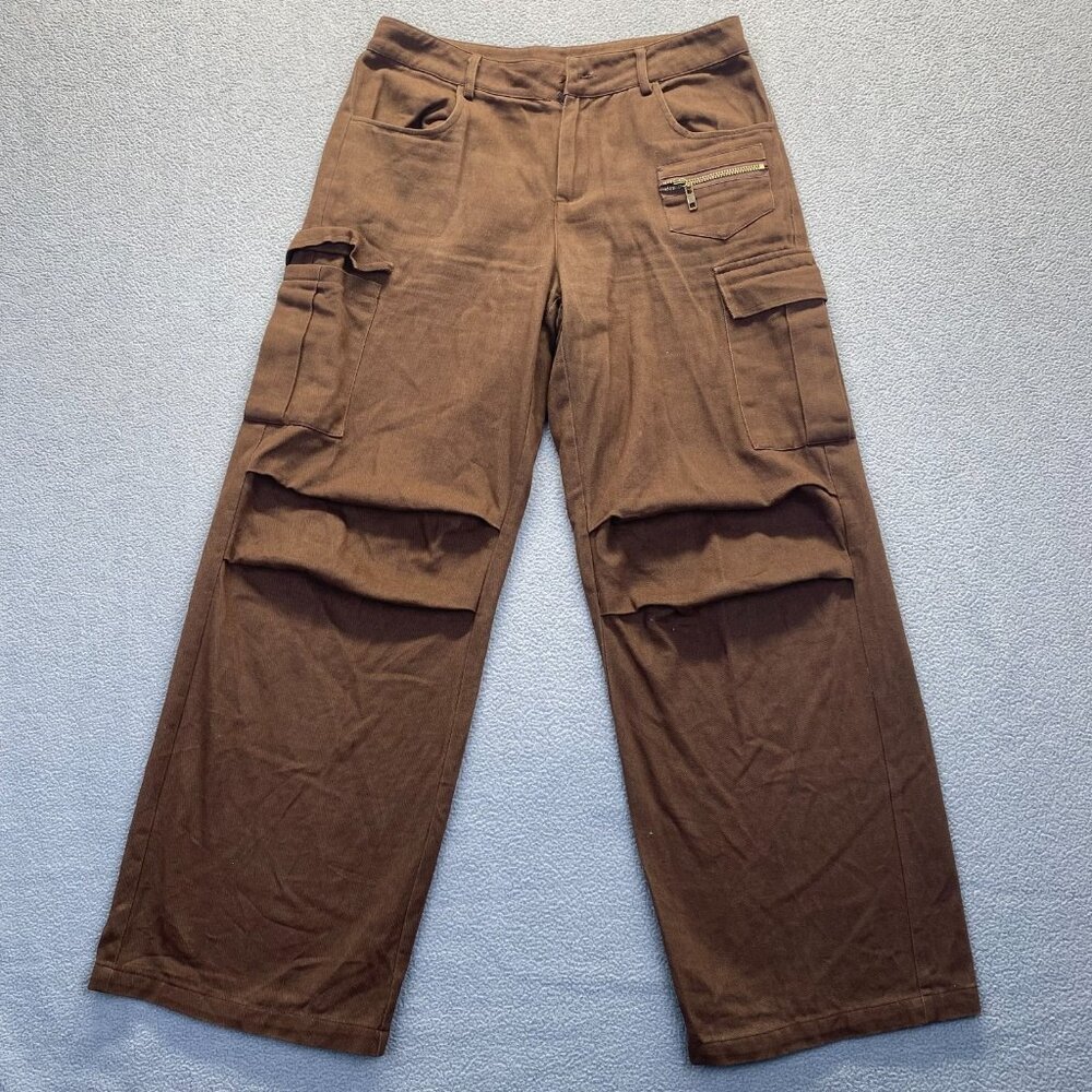 CIDER Wide‎ Leg Cargo Pants Size Small Women Brown Zipper ,Hiking,Outdoor